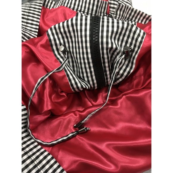 Dennis Basso Water Resistant Gingham Anorak Jacket Embellished Black White - Picture 11 of 11